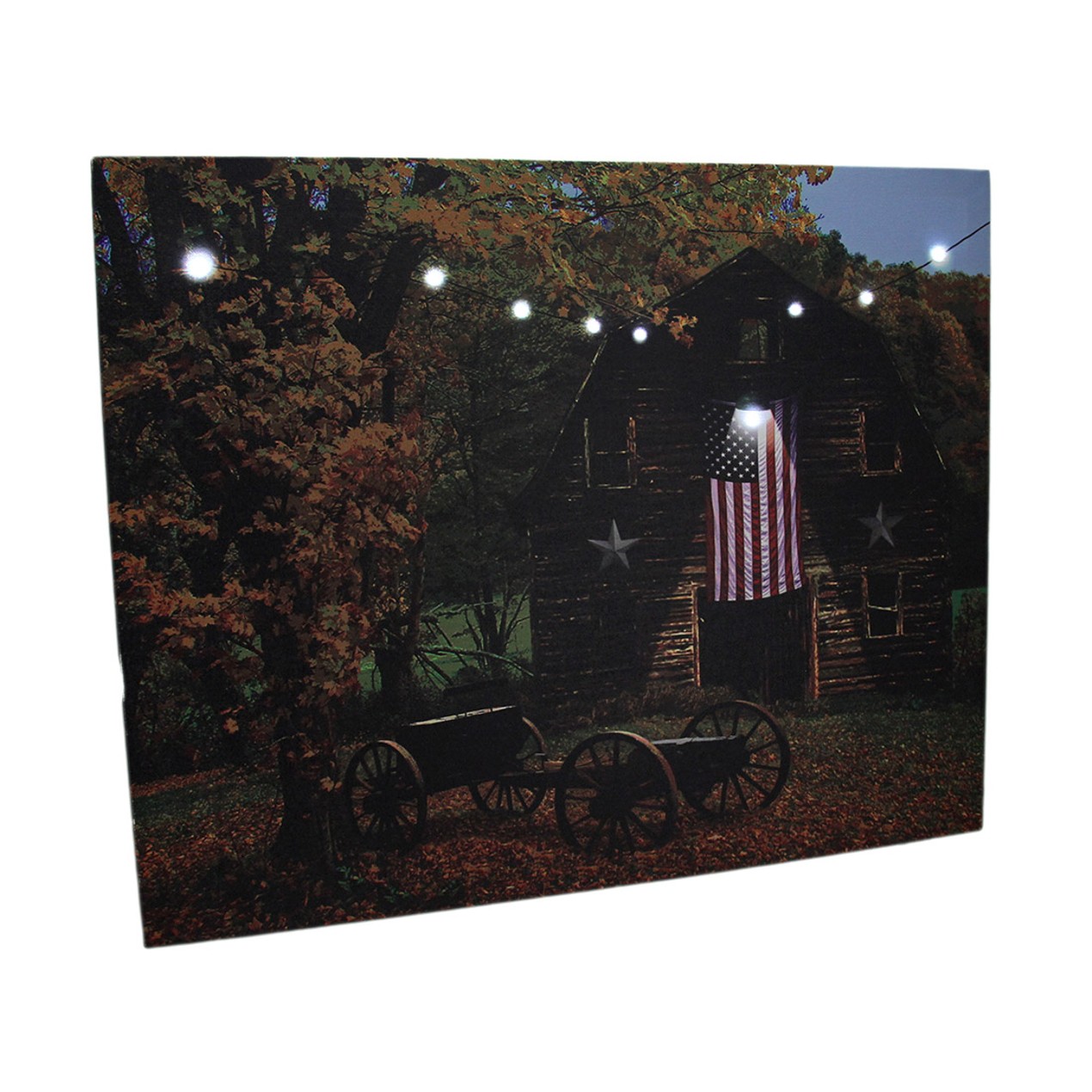 American Flag On Country Barn In Fall Led Lighted Prints Tanga