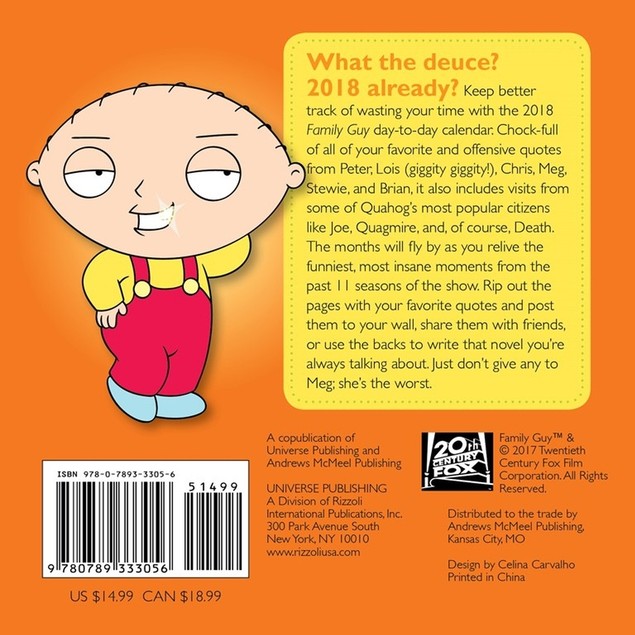Family Guy Desk Calendar, Comedy TV by Calendars Tanga