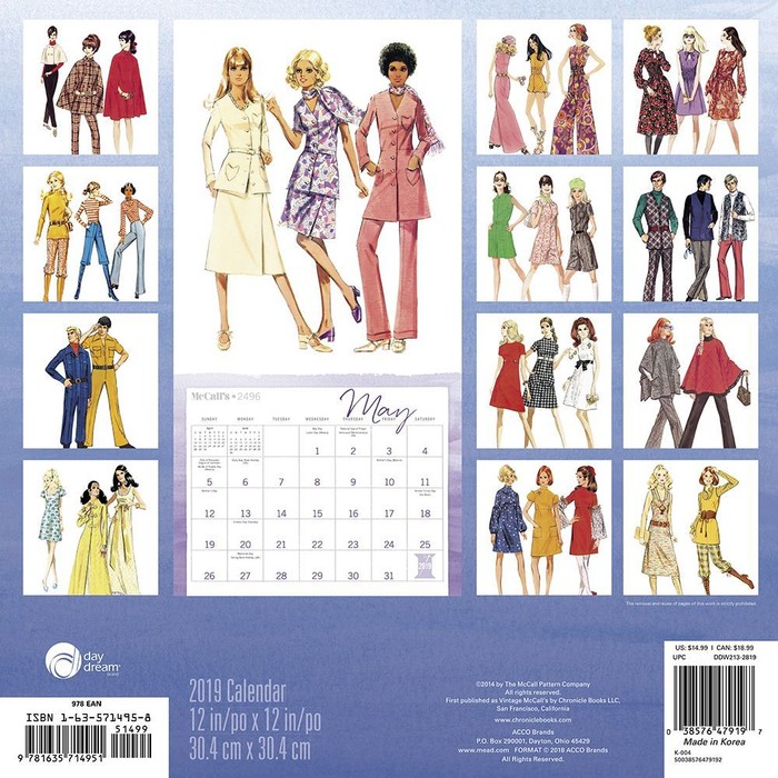McCalls Patterns 2019 Wall Calendar, Women's Interests by ACCO Brands