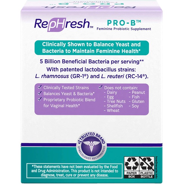 RepHresh Pro-B Probiotic Feminine Balance Yeast & Bacteria Capsules, 30 ...