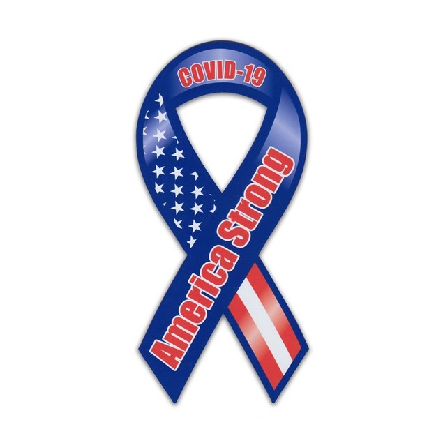 Ribbon Car Magnet, Coronavirus COVID-19 Support, America Strong, 4