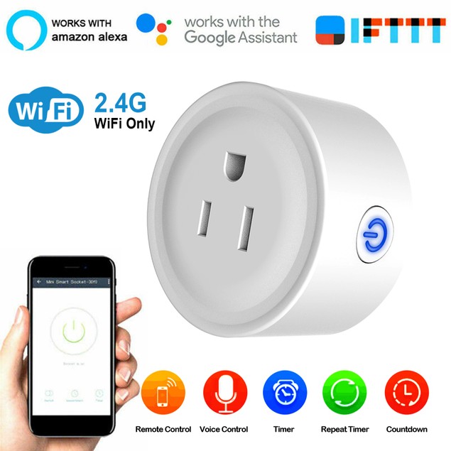 WiFi Smart Plug Outlet Wireless Smart Socket APP Remote Voice Control ...