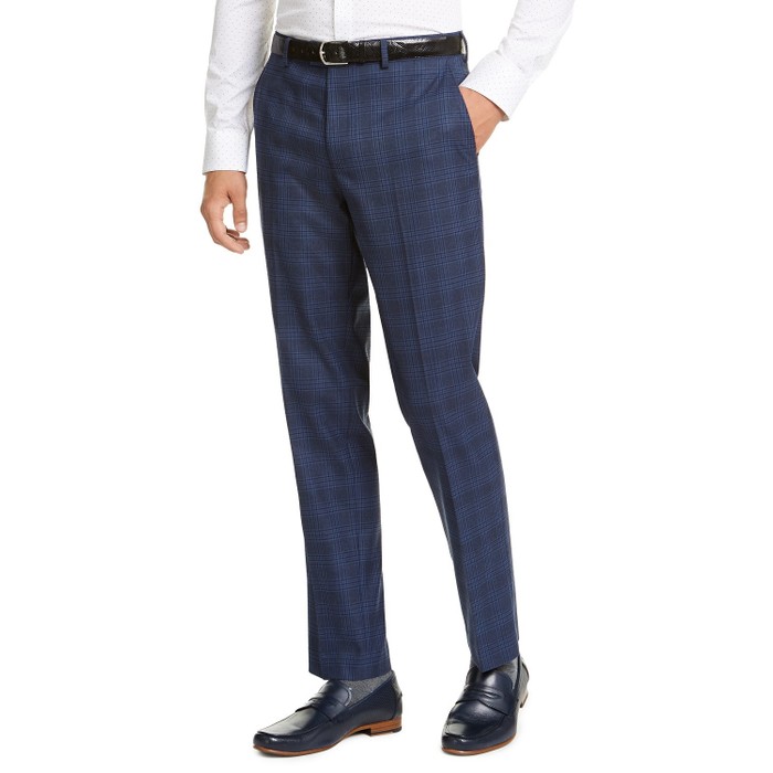 Bar III Men s Slim Fit Stretch Blue Plaid Suit Pants Blue Size 30X32 bar-iii-men-s-slim-fit-stretch-blue-plaid-suit-pants-blue-size-30x32