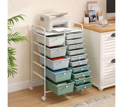 Costway 12/15-Drawer Rolling Storage Cart – Mobile Organizer