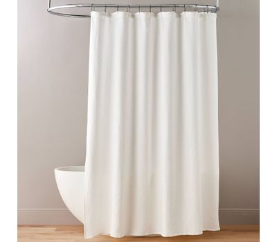 Textured Horizontal Stripe Matelassé Shower Curtain Cream - Hearth & Hand