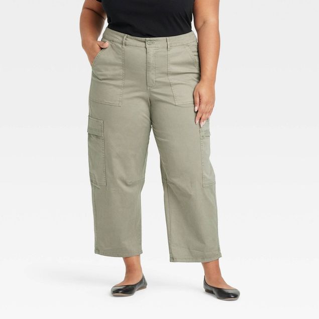 Universal Thread Women's High-Rise Utility Barrel Jeans – Olive Green, Size 6