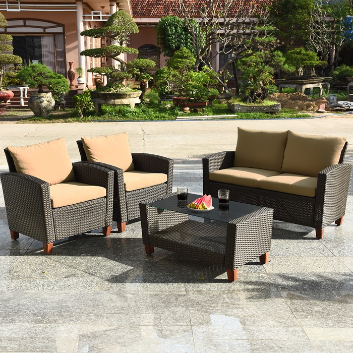 4 Piece Patio Rattan Furniture Set - Tanga