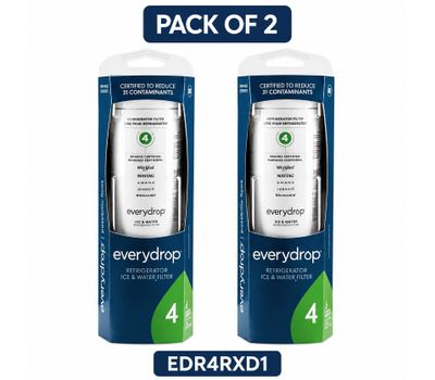 2-Pack Everydrop by Whirlpool Ice and Water Refrigerator Filter 4, EDR4RXD1 - Pack Of 2