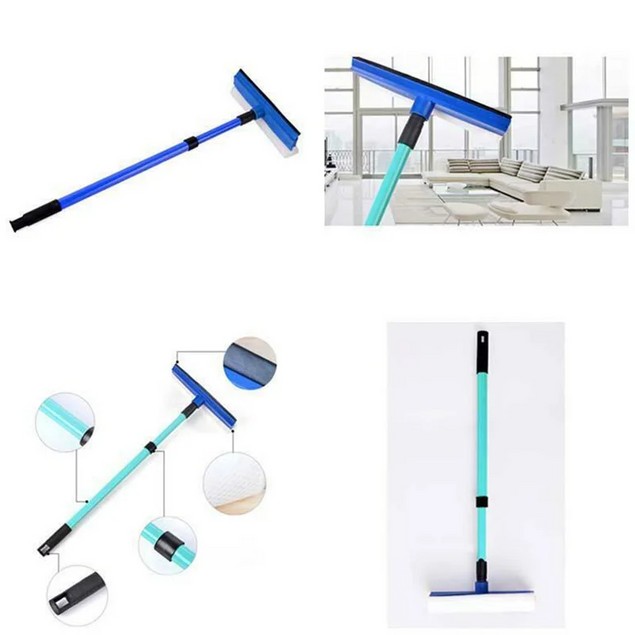 2 In 1 Telescopic Window Glass Cleaner Wiper Long Handle Sponge Brush ...