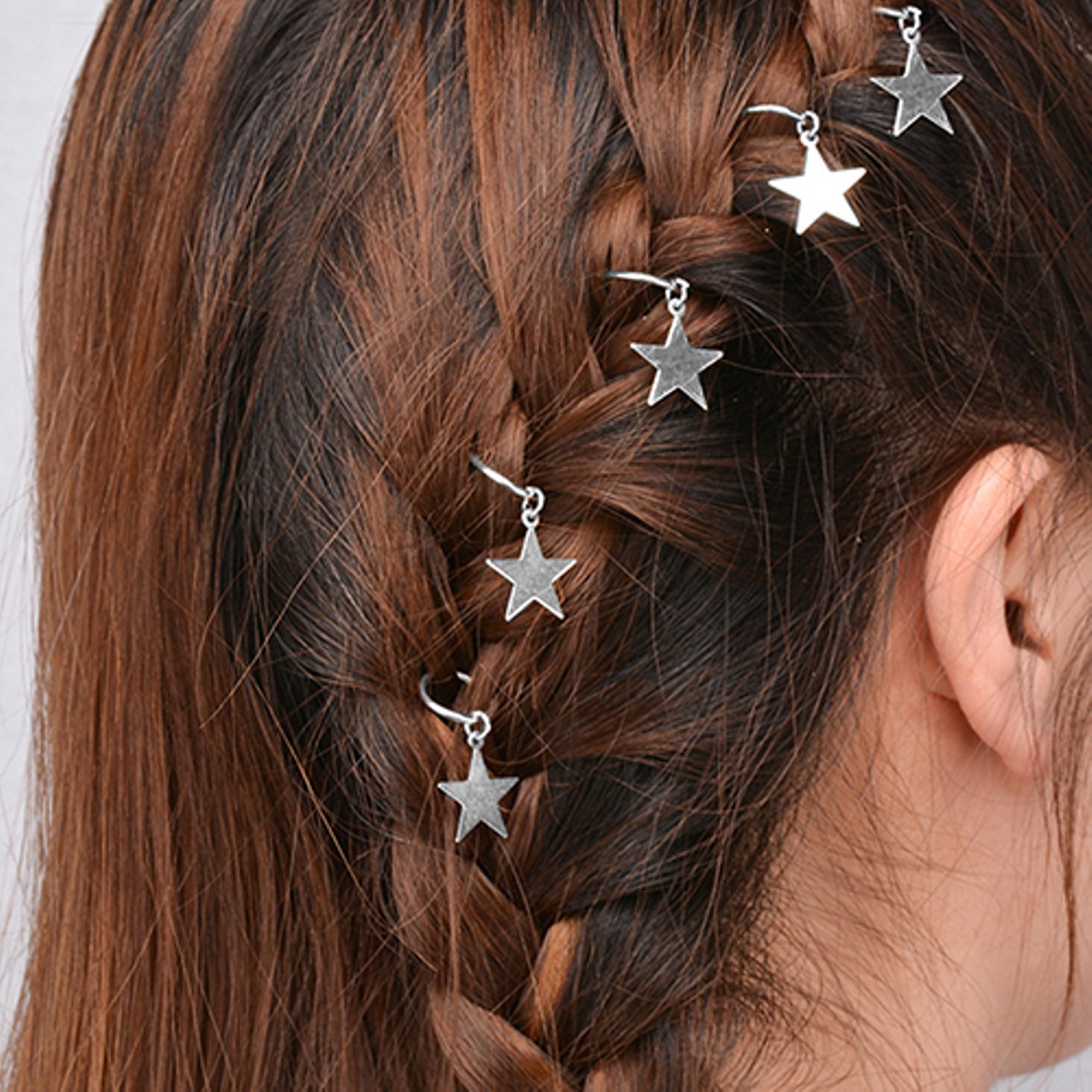 5Pcs Women's Fashion Shiny Star Hair Rings Hair Clips - Tanga