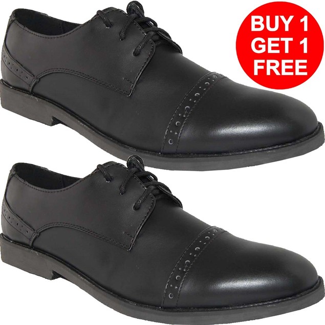 KRAZY SHOES BOGO 1 FREE Shoes | LEATHER LINED Black Mens Oxfords - Tanga