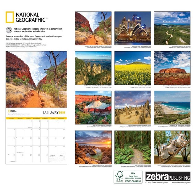 Australia National Geographic Wall Calendar, by ZEBRAS Tanga