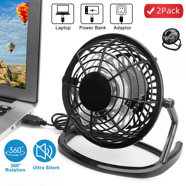 2 Pack Desk Fan USB Powered Small Portable Fan with Speeds Adjustable ...