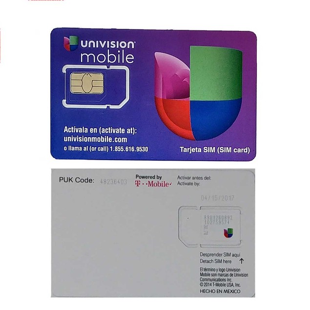 3ff Univision Mobile 2FF & 3FF Regular and Micro SIM Card powered by T ...