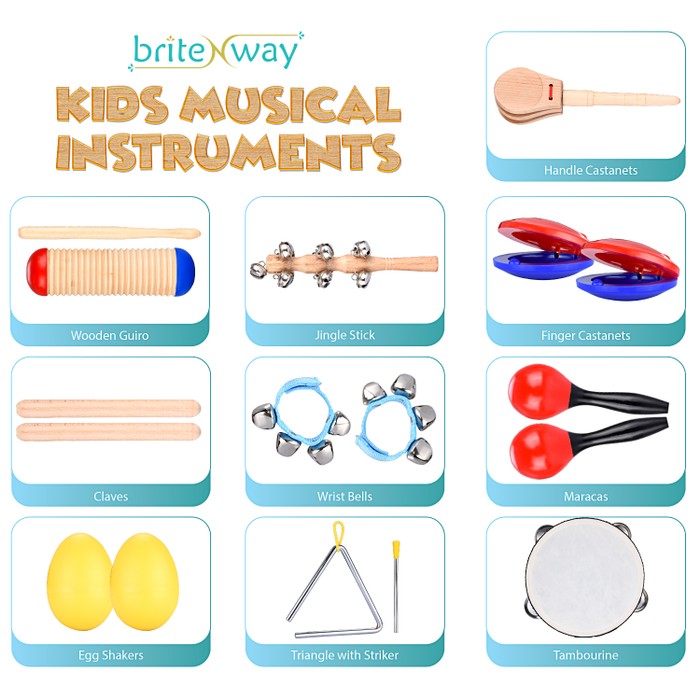 Assorted Kids Instruments Toddler Educational Musical Percussion for Kids & Children Instruments ...