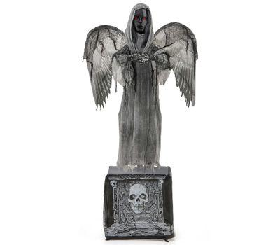 Costway 5.5ft Halloween Animatronic Decoration Animated Praying Angel Statue with Light Up Eyes & Shaking Wings
