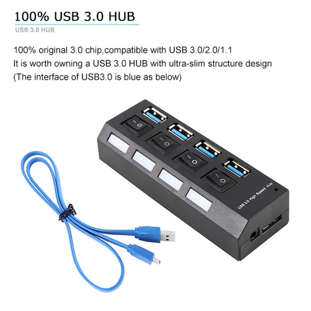 4 Ports Powered USB 3.0 HUB External AC Power Adapter - Tanga