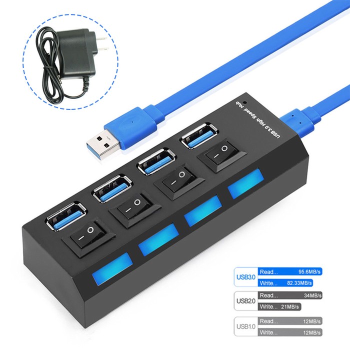 4 Ports Powered USB 3.0 HUB External AC Power Adapter - Tanga