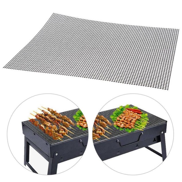 2-Pack BBQ Grill Mesh Mat - Reusable Teflon Barbecue Net Pad - Tanga