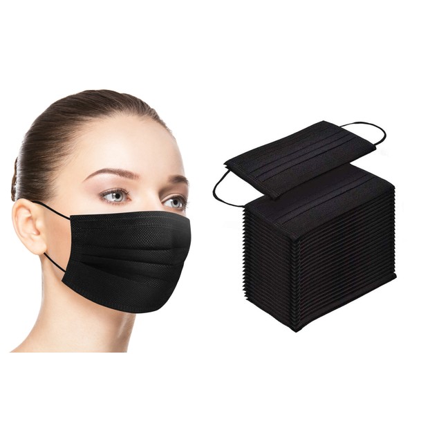 Black 3-Ply Non-Medical Face Masks (10-Pack to 200-Pack)