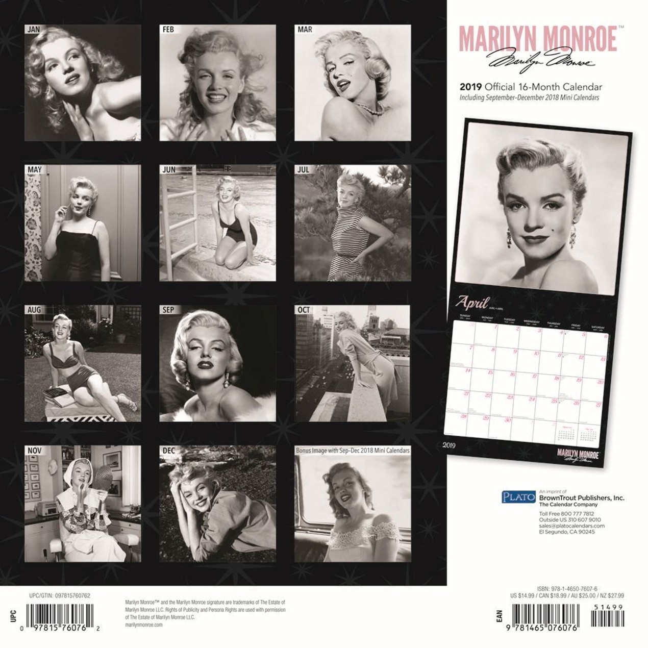 Marilyn Monroe Wall Calendar, by Calendars Tanga