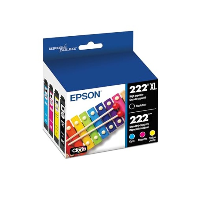 EPSON 222 CLARIA INK HIGH CAPACITY BLACK & STANDARD COLOR CARTRIDGE ...