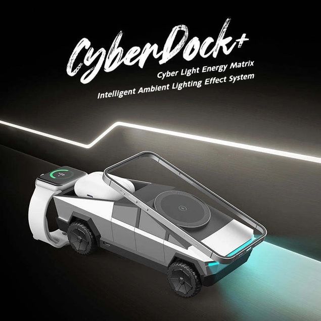 Cyber Dock LISEN 3-in-1 Cybertruck-Inspired Charging Station - 15W MagSafe ...