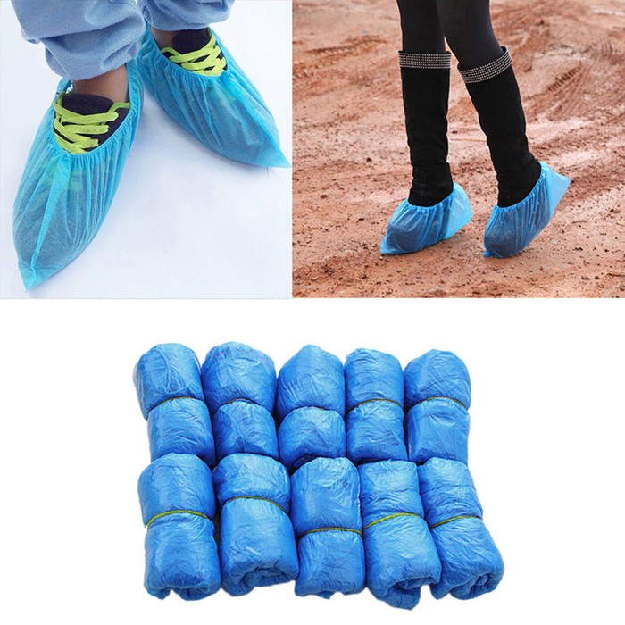 100Pcs Disposable Plastic Boot Shoes Cover Lab Cleaning 100Pcs Disposable Plastic Boot Shoes Cover Lab Cleaning