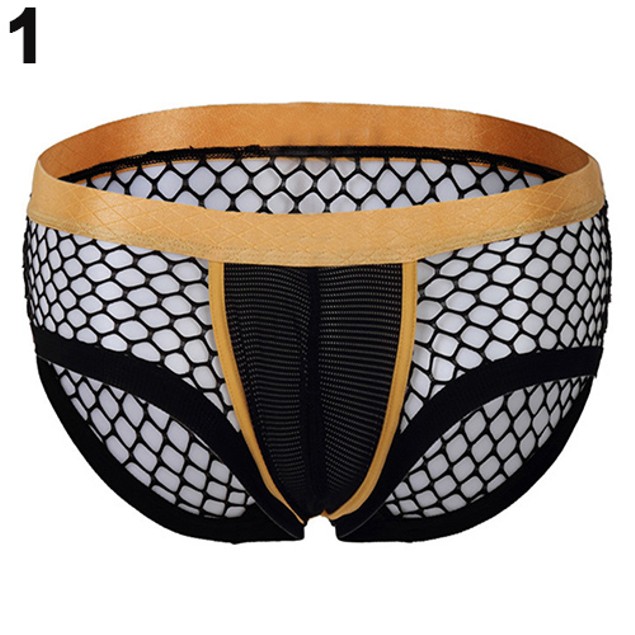 Men's Openwork Mesh Breathable Bulge Pouch Swimwear Shorts Boxer ...
