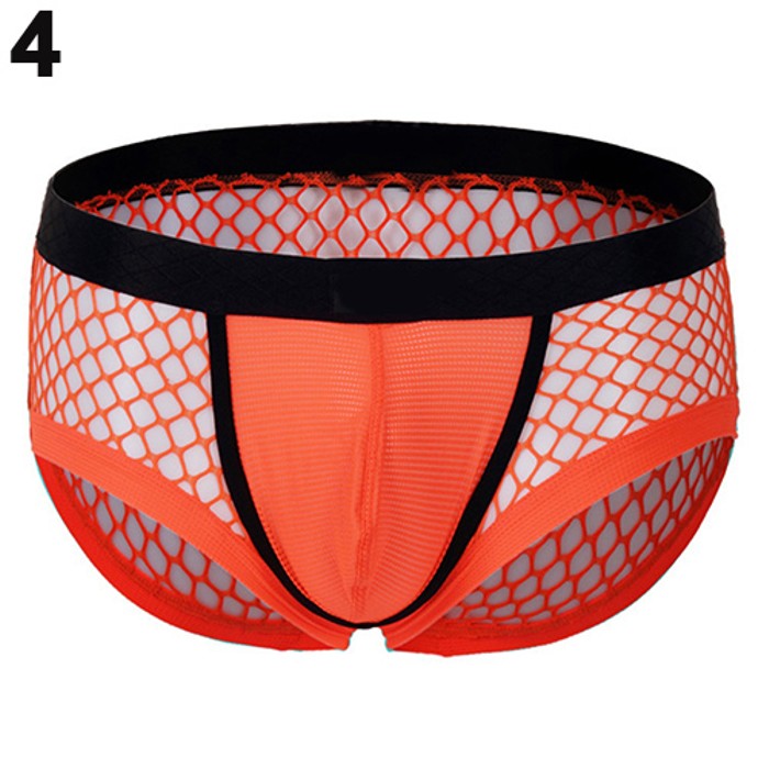 Men's Openwork Mesh Breathable Bulge Pouch Swimwear Shorts Boxer ...