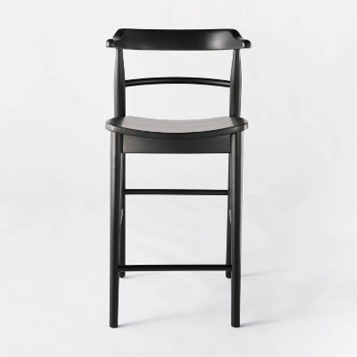 Kaysville Curved Back Wood Counter Height Barstool Black - Threshold