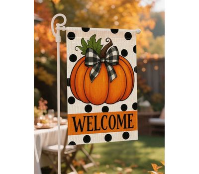 Orange Pumpkin WELCOME Garden Flag (Flag Pole Not Included)