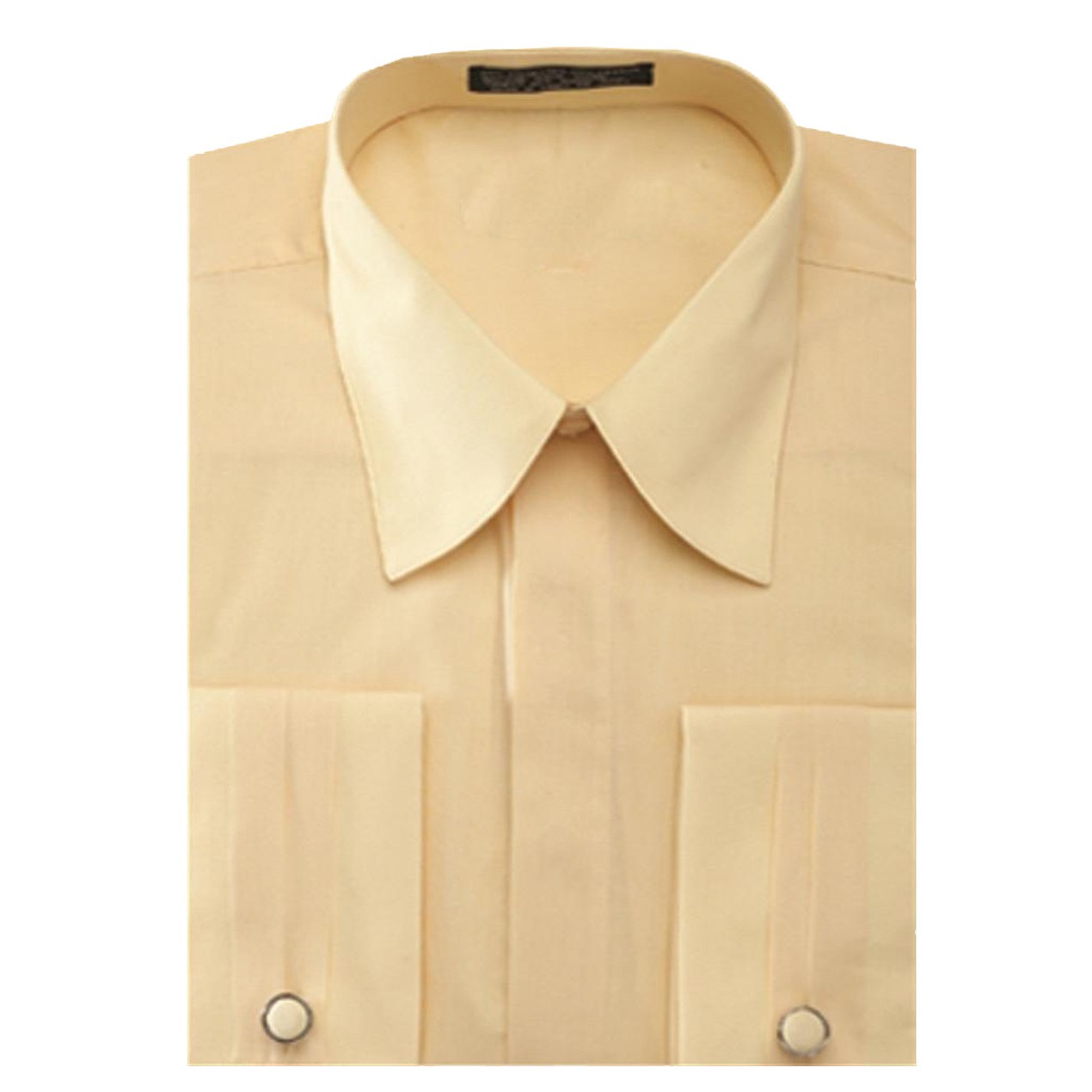Men's Pleated French Cuff Pat Riley Collar Dress Shirt with Cufflinks ...