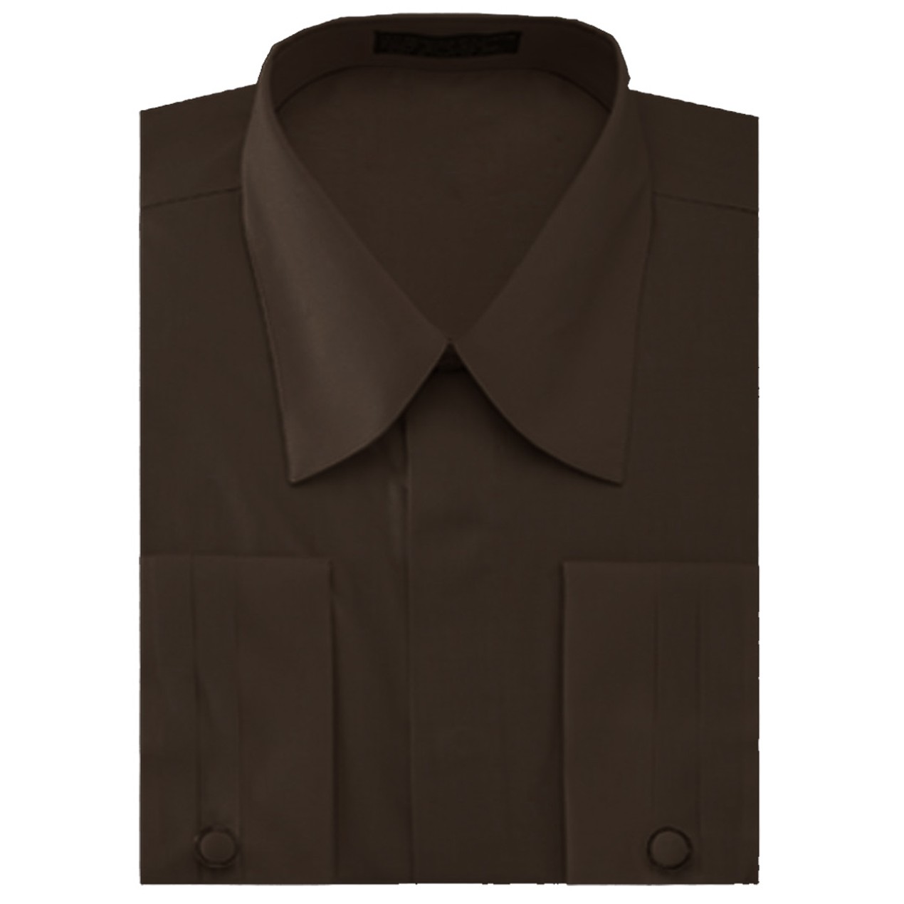 Men's Pleated French Cuff Pat Riley Collar Dress Shirt with Cufflinks ...
