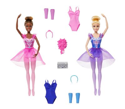 Barbie 12.7" Ballet Room Set with 2 Ballerina Fashion Dolls & Dance Accessories