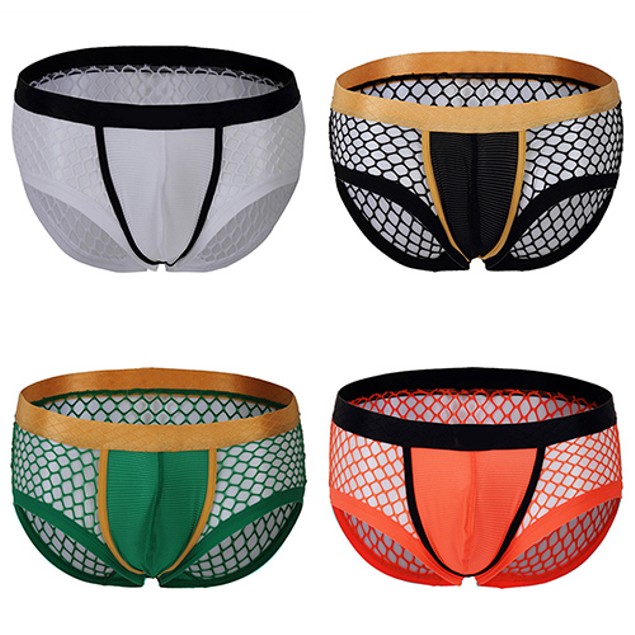 Men's Openwork Mesh Breathable Bulge Pouch Swimwear Shorts Boxer ...