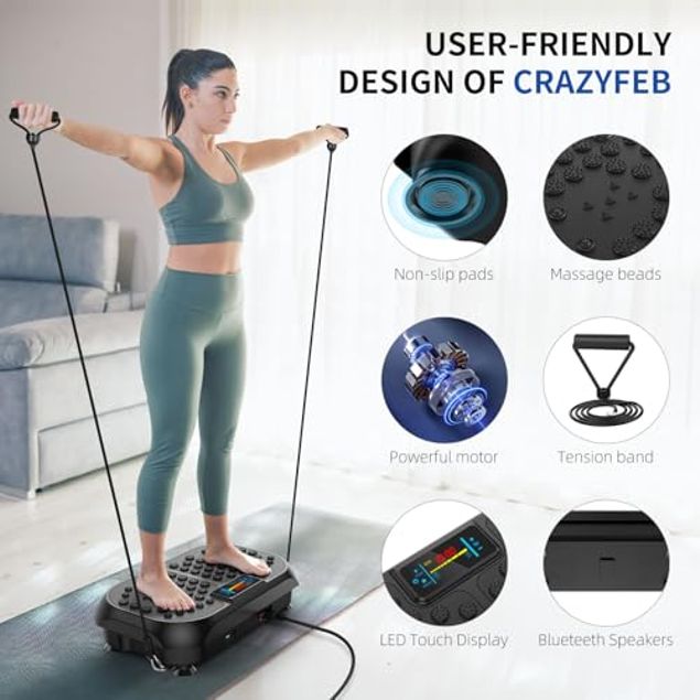 CRAZYFEB VIBRATION PLATE EXERCISE MACHINE WORKOUT VIBRATE FITNESS PLATFORM BLACK - Tanga CRAZYFEB VIBRATION PLATE EXERCISE MACHINE WORKOUT VIBRATE FITNESS PLATFORM BLACK - Tanga