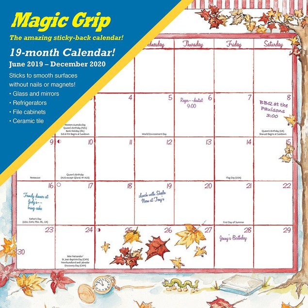 Joyful Seasons Magic Grip Wall Calendar, Assorted Organization by