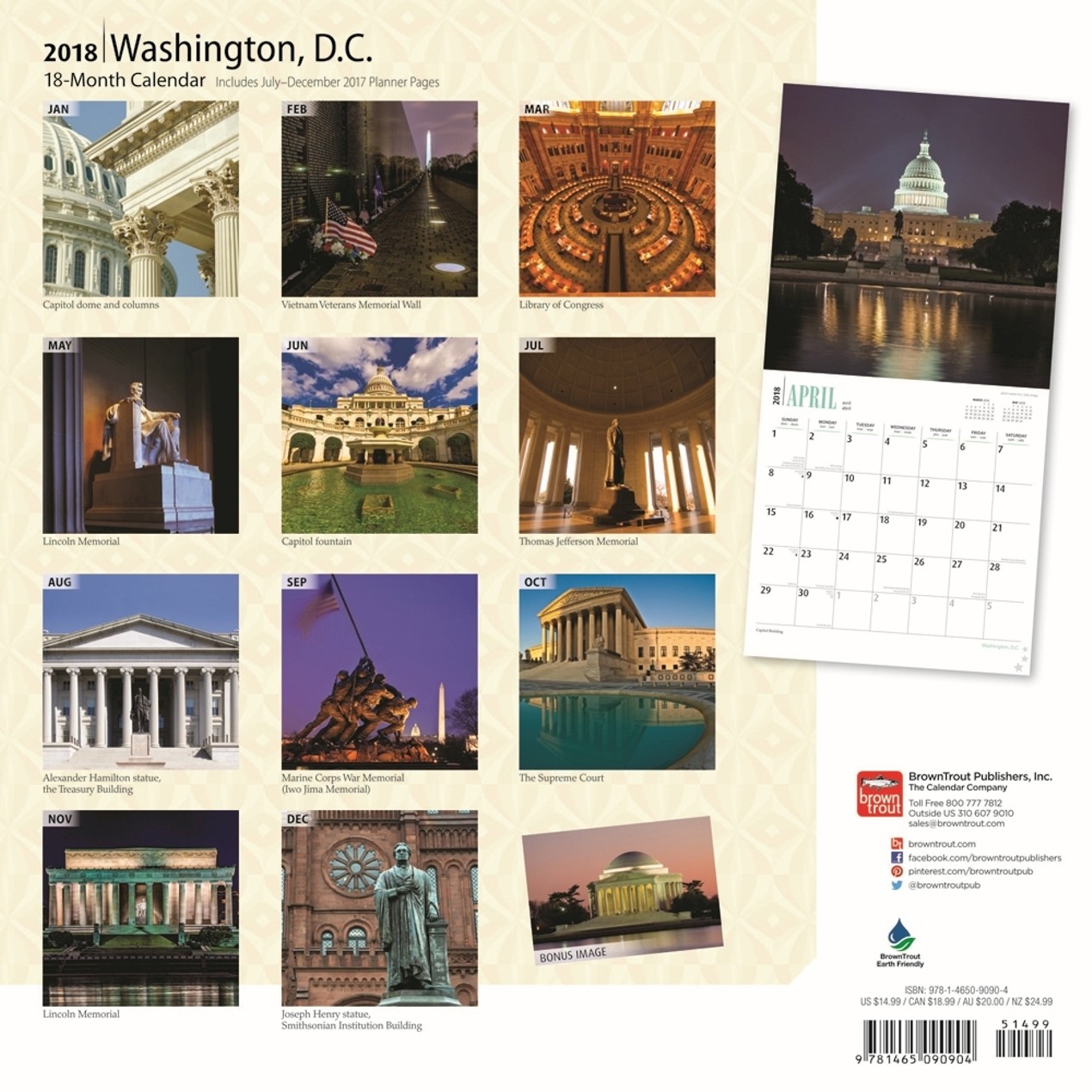 Washington DC Wall Calendar, by BrownTrout Tanga