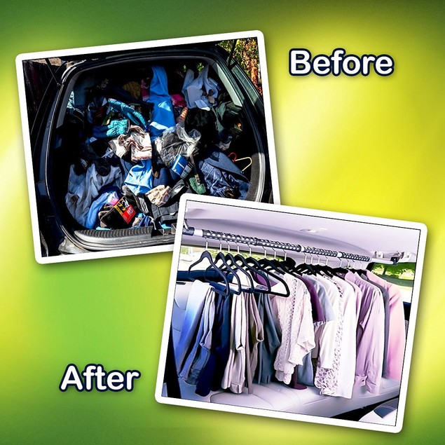 Zone Tech Expandable Car Clothes Hanger Clothing Rod Bart Garment Rack ...