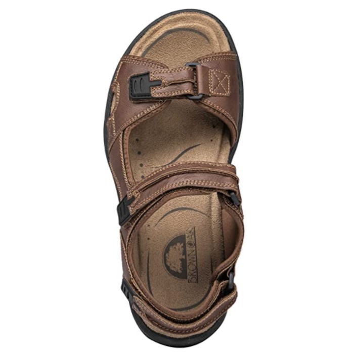 Brown Oak Mens Casual Memory Foam Comfort Anti Slip Durable River Sandals - Tanga