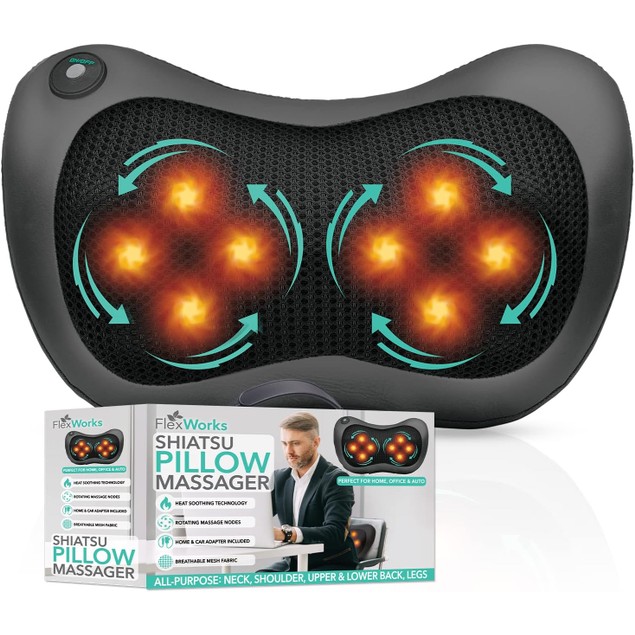 FlexWorks Shiatsu Pillow Massager with Heat - Tanga