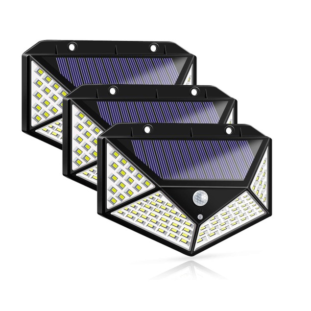 3 Pack 100 LED Solar Powered Motion Sensor Lights W 3 Mode 270 Wide 3 pack 100 led solar powered motion sensor lights w 3 mode 270 wide