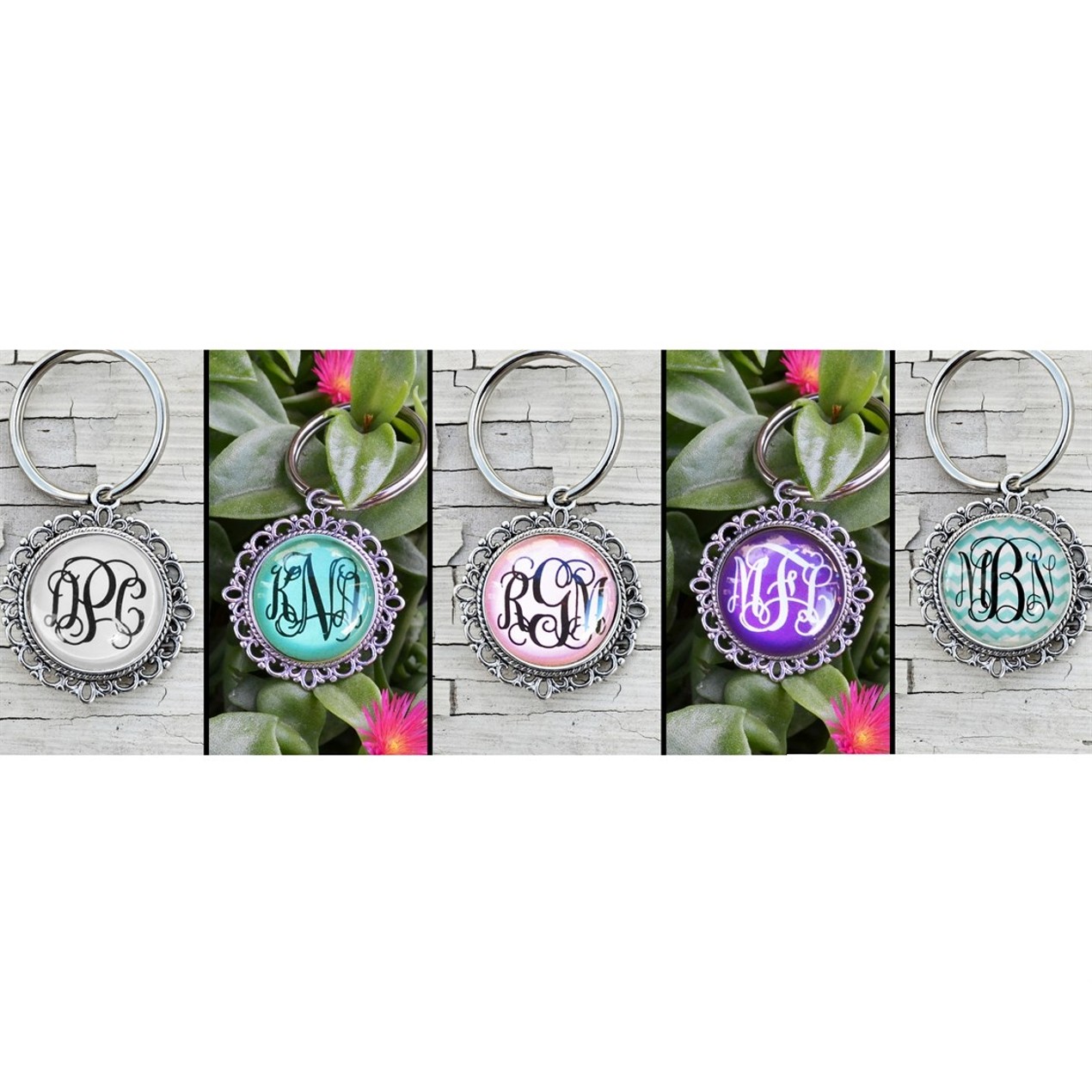 Personalized Filigree Monogram Key Chains - BelleChic