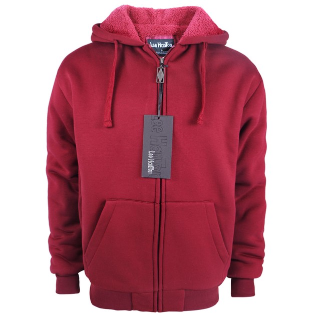 Lee Hanton Men's Zip Up Heavy Blend Sherpa-Lined Fleece Hoodie Sweatshirts