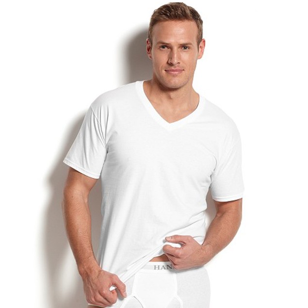14-Pack Hanes Classics Men's Tagless V-Neck Shirts - Tanga