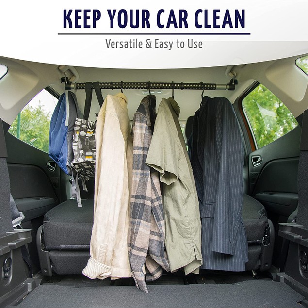 Zone Tech Expandable Car Clothes Hanger Clothing Rod Bart Garment Rack ...