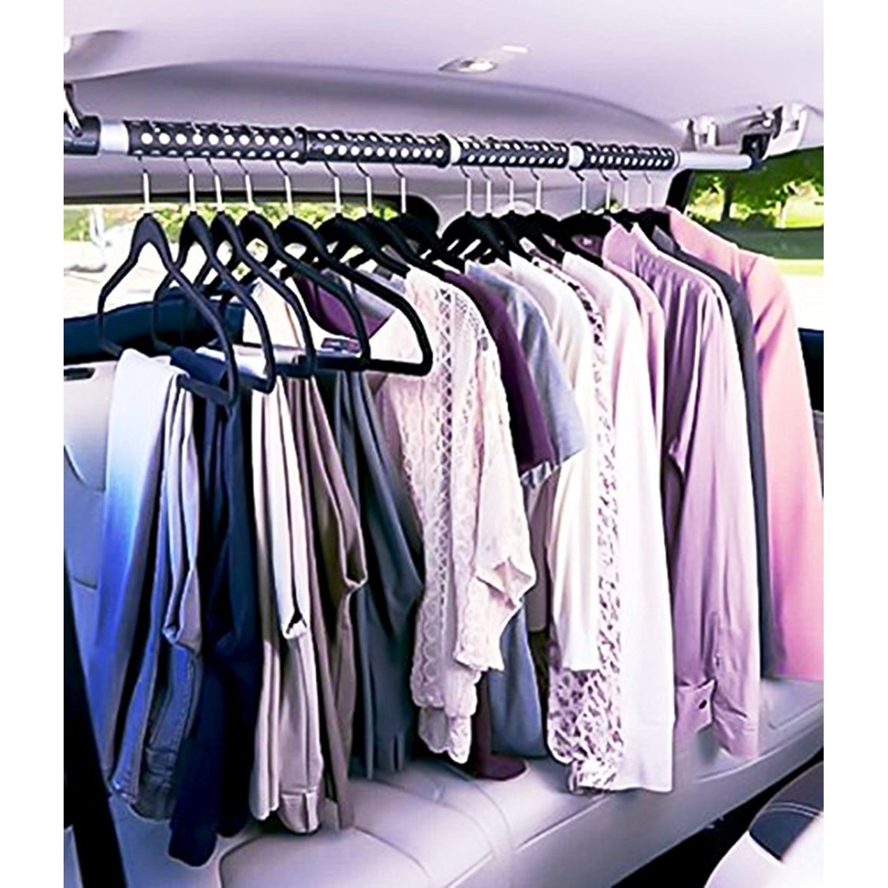 Zone Tech Expandable Car Clothes Hanger Clothing Rod Bart Garment Rack ...