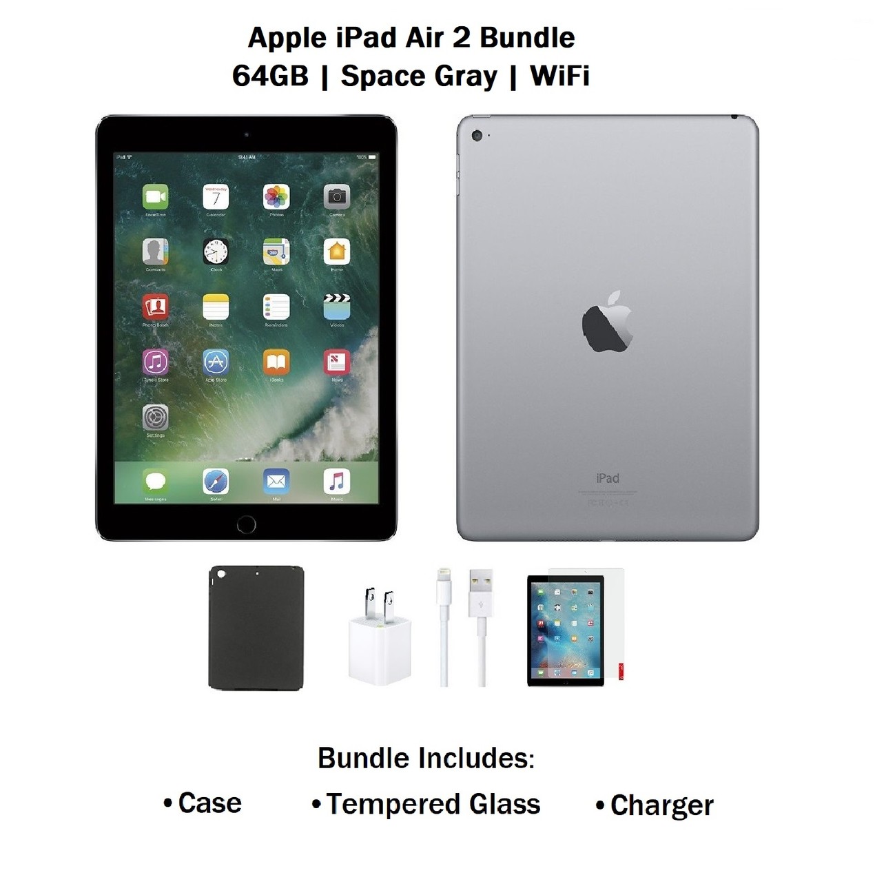 Apple Ipad Air 2 Mglw2ll A 64gb Bundle Charger Case Tempered Glass Tanga Apple Ipad Air 2 Mglw2ll A 64gb Bundle Charger Case Tempered Glass Tanga