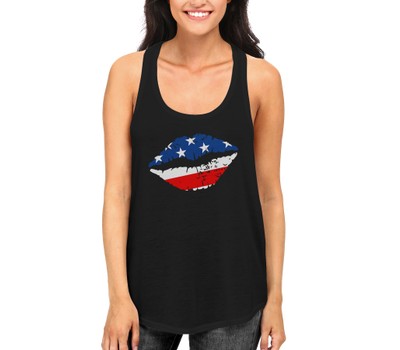 July 4th American Flag Lip Tank Top For Women Cute